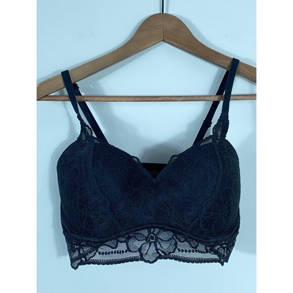 Black Lace Push-Up Bralette – Lightly Padded – Underwire - Picture 1 of 6